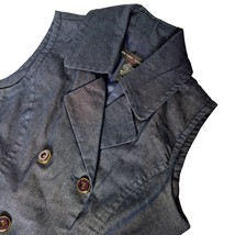 New York &amp; Company Women&#39;s Dress Vest Size 4 Navy Blue Stretch Button Up - £23.29 GBP