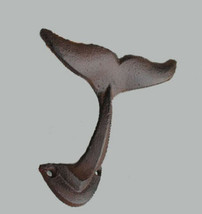 New Cast Iron Whale Fin Hook Small Towel Coat Hat Rack Nautical Seaside ... - £4.81 GBP