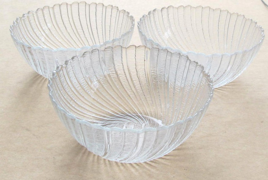 Arcoroc (3) 5 1/2&quot; Seabreeze/Swirl Design Glass Serving Bowls- Made In F... - $27.99