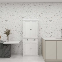 71&quot; White Kitchen Pantry Storage Cabinet: 4 Doors, Drawer, Shelves. - $250.99