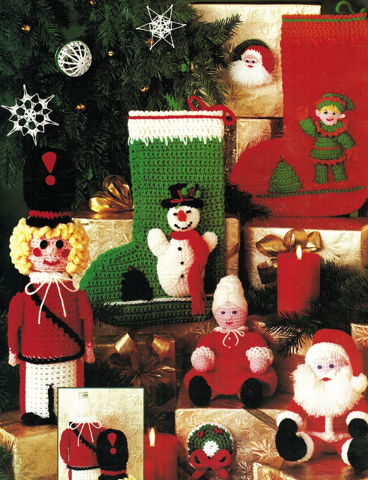 Snowman Santa Pixie Stockings Doorknob Bottle Covers Ornaments Crochet P... - $11.99