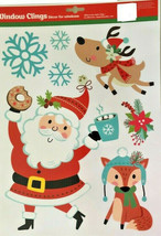 Christmas Santa Snowflakes Fox Window Clings Sticks Glass Fridge Appliances 7 PC - £10.75 GBP