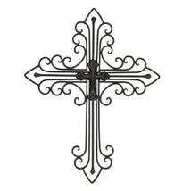 Large Brown Metal Cross Wall Decoration 14 x 18.25 Inch - $35.98