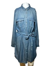American Eagle Shirt Dress Women&#39;s Medium Blue Chambray Long Sleeve Western - AC - £20.67 GBP