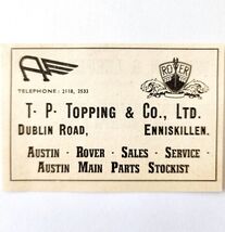 1954 Topping Ireland Rover Car Dealer Advertisement Import Automobilia E... - $13.84 CAD