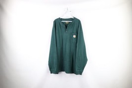Vintage Carhartt Mens 2XL XXL Faded Spell Out Long Sleeve Henley T-Shirt Green - £30.99 GBP