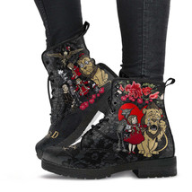 Combat Boots - The Wizard of Oz Gifts #101 Black Lace Print | Women&#39;s Bl... - £71.81 GBP