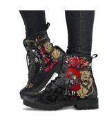 Combat Boots - The Wizard of Oz Gifts #101 Black Lace Print | Women&#39;s Bl... - £72.12 GBP