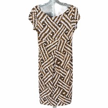 Diane Von Furstenberg Silk Dress Size 6 Brown White Black Geometric Shor... - $65.44
