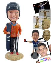 Personalized Bobblehead Skii dude holding the skiis and wearing nice winter jack - £72.72 GBP