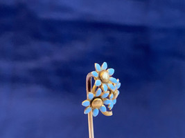 Vtg 18K Yellow Gold Flower Bouquet Stick Pin 1.24g Fine Jewelry Enamel Hat Lapel - £118.66 GBP