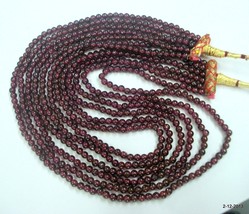 vintage garnet gemstone beads necklace strand choker 6 line india - £102.08 GBP