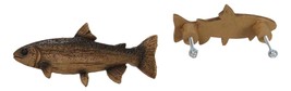 Set Of 2 Western Nautical Marine Trout Fish Faux Wooden Cabinet Bar Pull... - £18.47 GBP