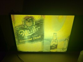 Vtg Miller Geuine Draft Beer Lighted Sign  - 20x15&quot; Works!  Read Descrip... - $79.89