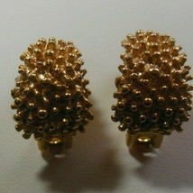 Vintage Signed Coventry Gold-tone Textured Clip-on Earrings Pat. # 2733491 - £17.90 GBP