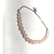 925 STERLING SILVER ROSE QUARTZ BEADED BOLO BRACELET SKY - $43.76