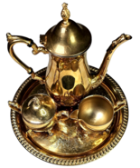 Sheridan Taunton Silversmiths tea set teapot sugar creamer 24K Gold Plat... - $3,785.51 MXN