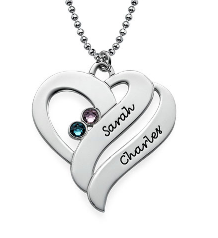 Primary image for STERLING SILVER TWO HEARTS FOREVER ONE NECKLACE WITH BIRTHSTONES