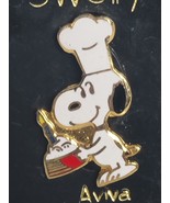 SNOOPY Peanuts Chef Hat Baker Happy Birthday Cake Candle Vintage Lapel Pin - £13.46 GBP
