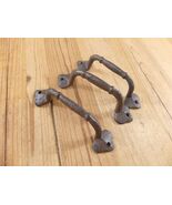 3 HANDLES DRAWER BIN PULLS 5 1/4&quot; LONG RUSTIC CAST IRON GATE **READ DESC... - $276.52 MXN