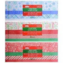 Christmas Tissue Paper Bundle Pack of 3 with 48 Sheets for Gift Bags and... - £11.00 GBP