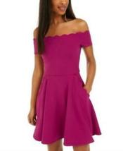 B Darlin Womens Purple Solid Short Sleeve Off Shoulder, Choose Sz/Color - £44.20 GBP