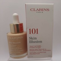 Clarins Skin Illusion Natural Hydrating Foundation 101 Linen Full Sz, Nib - £19.48 GBP