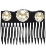 Caravan Crown Comb Embellished with 3 Pearl Swarovski Rhine Stone Rings,... - $35.99