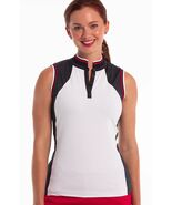 NWT Ladies EP NY Navy White Red Colorblock Sleeveless Mock Golf Shirt - ... - $39.99