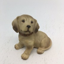 Homco Yellow Labrador Brown Collar Puppy Sitting Figurine Collection #1408 - £11.49 GBP