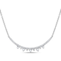 14kt White Gold Womens Round Diamond Modern Curved Bar Necklace 1/4 Cttw - £465.40 GBP