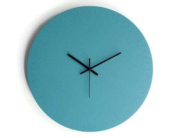 16.5&quot; Large Turquoise Wooden Wall Clock, Silent No Ticking Design with S... - £44.83 GBP