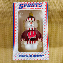 University Of Wisconsin Snowman Blown Glass Ornament Sports Collector Se... - £27.98 GBP