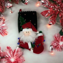 Santa&#39;s Best Velour Plush Christmas Stocking Applique  Santa Fuzzy Beard... - £18.59 GBP