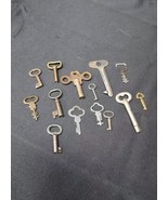 Lot Of 14 Vintage Hollow Barrel Skeleton Cabinet Lock Box Keys - $31.81 CAD