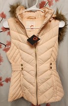 G by Guess Women&#39;s Pink Chevron Quilted Faux Fur Lined Jacket Puffer Vest XS - £94.36 GBP