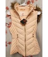G by Guess Women&#39;s Pink Chevron Quilted Faux Fur Lined Jacket Puffer Ves... - £94.81 GBP