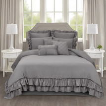 HIGBEDDING 8 Piece farmhouse Bedding Set with 2 Layer Ruffle, Bed in A Bag - £34.16 GBP+