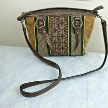 Fossil Tapestry &amp; Leather Crossbody Bag 7&quot; x 9&quot; x 3.5&quot; Vintage - £33.63 GBP
