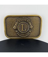 Vintage Lions International Belt Buckle Brass Western Social Club Rectangle - $441.04 MXN