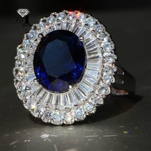 Elvis Presley Deluxe TCB LAB Blue Sapphire White Gold 18K Size 6-10 Men Ring - £15.81 GBP