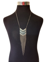 New w Tags Wet Seal Women&#39;s Necklace Hammered Chevron Dark Gray Extender Chain - $13.37