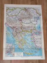 1928 Vintage Map Of Balkans Romania Yugoslavia Serbia Hungary Greece Bulgaria - £21.98 GBP