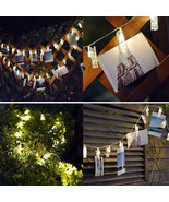 LED string lights w/ photo clips warm white battery operated 10ft indoor... - £7.78 GBP