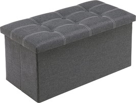 Youdesure Folding Storage Ottoman Bench For Living Room, 30&quot;, Grey Linen Fabric. - £38.36 GBP