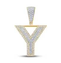 5/8Cttw Diamond Initial Letter Y Charm Pendant 10k Two-tone Gold Mens - $881.10