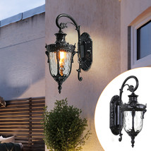 Outdoor Glass Wall Lantern Sconce Lamp Antique Exterior Lamp Light Fixtu... - £65.06 GBP