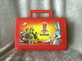 Six Flags 45th Anniversary Plastic Lunch box BY Whirley - £9.48 GBP