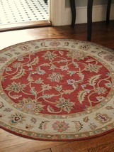 10 x 10 ft. Hand Tufted Wool Oriental Round Area Rug, Red &amp; Beige - £282.38 GBP