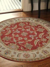 10 x 10 ft. Hand Tufted Wool Oriental Round Area Rug, Red &amp; Beige - £269.73 GBP